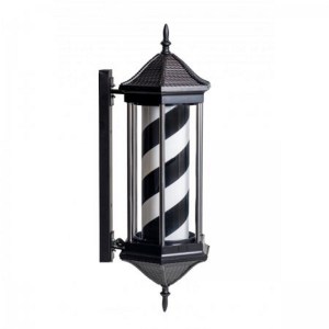 Barber Pole Icon Hexagon B/W